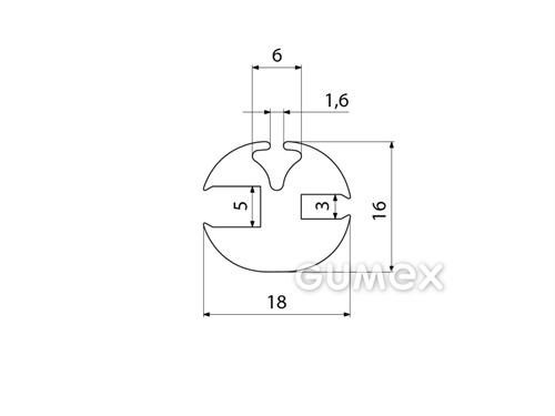 Silikonový profil do oken dopravních prostředků, 16x18/5/3mm, doporučený klínek 02748001, 60°ShA, -60°C/+180°C, transparentní